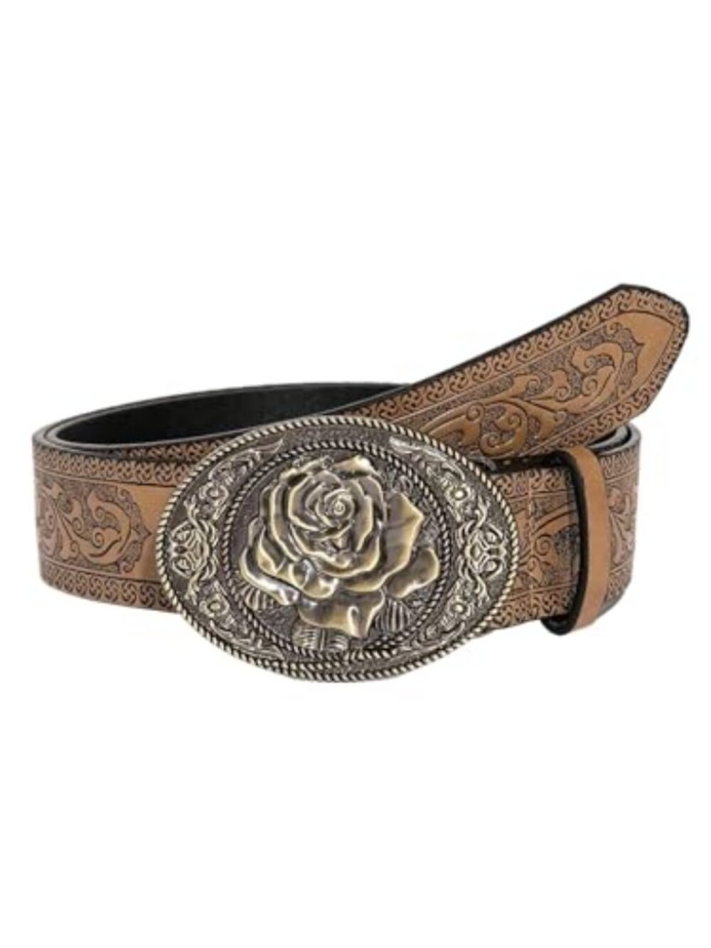 SHENHE Women's Western Cowgirl Belt Floral Vintage Leather Buckle Waist
